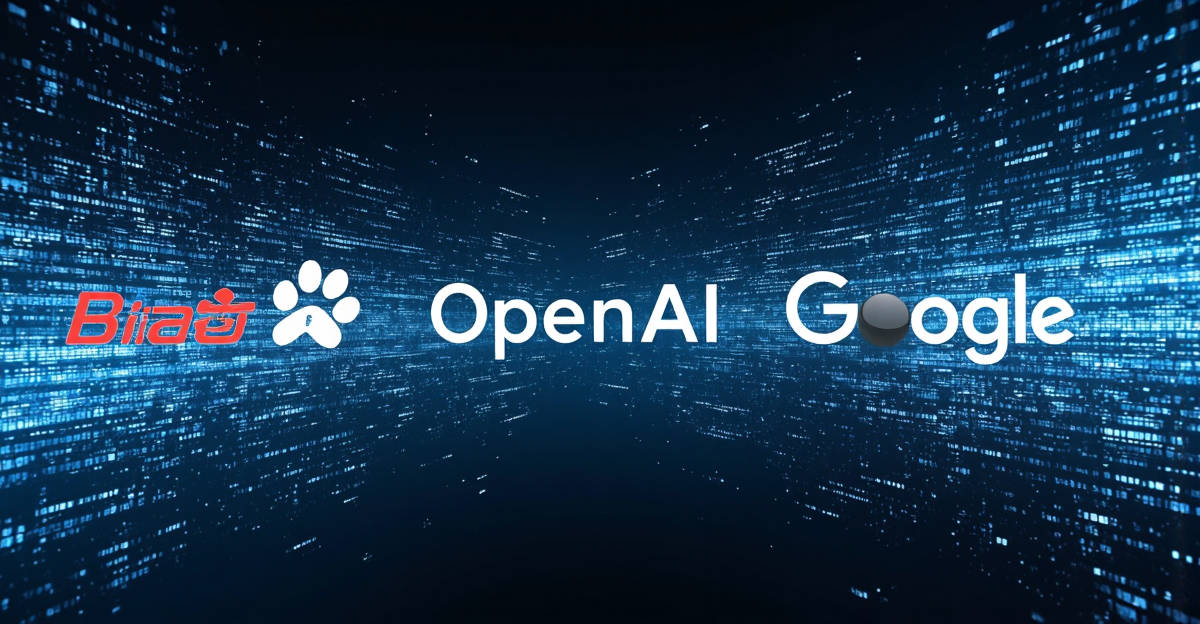 Illustration de la compétition technologique en IA avec le modèle ERNIE 5.0 de Baidu face à GPT et Gemini.