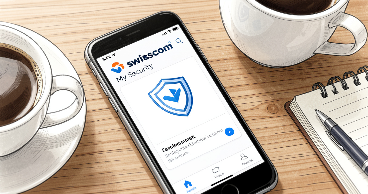 Application Swisscom My Security sur smartphone Android, icône bouclier de protection