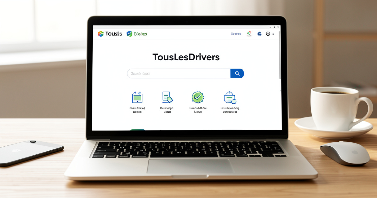 Capture d'écran de la page d'accueil de TousLesDrivers avec les catégories de pilotes
