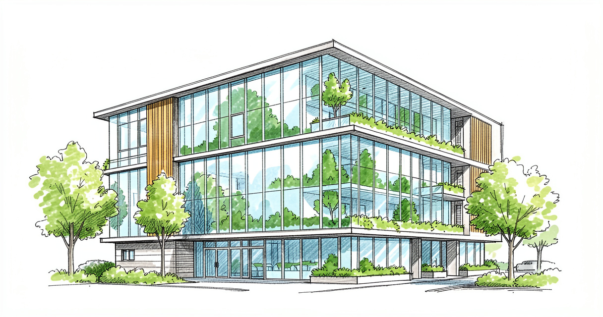 Bâtiment moderne de l'Institut d'Intelligence Artificielle en Santé (IIAS) à Reims, pôle d'innovation IA