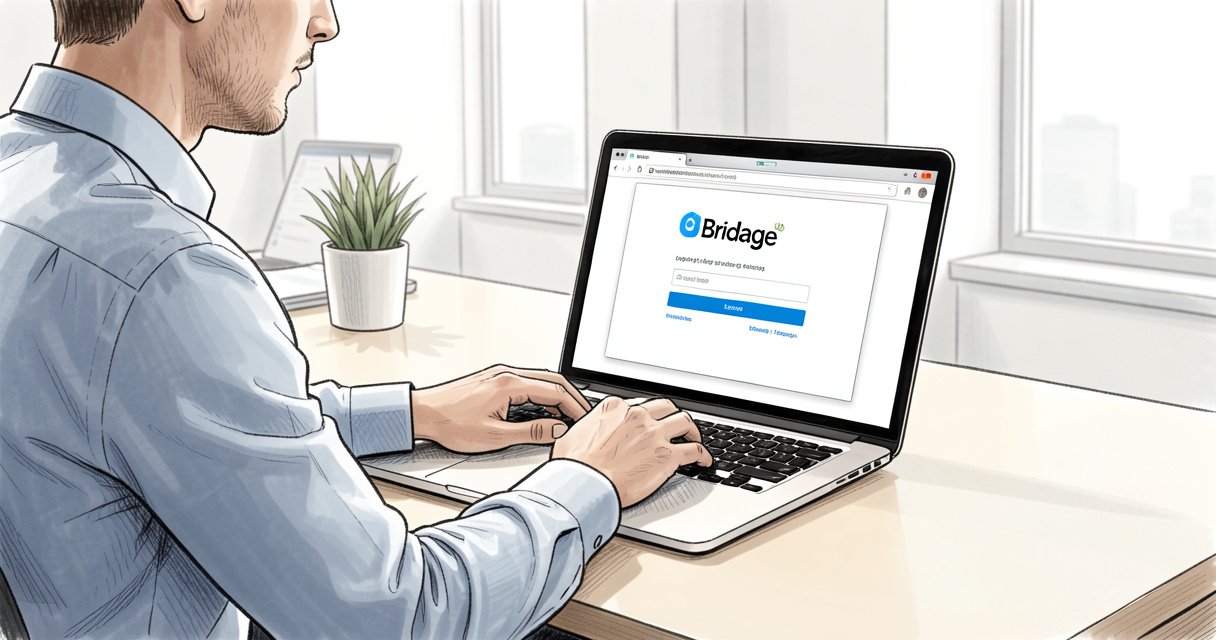 Page de connexion iBridge sur un ordinateur portable, guide de connexion