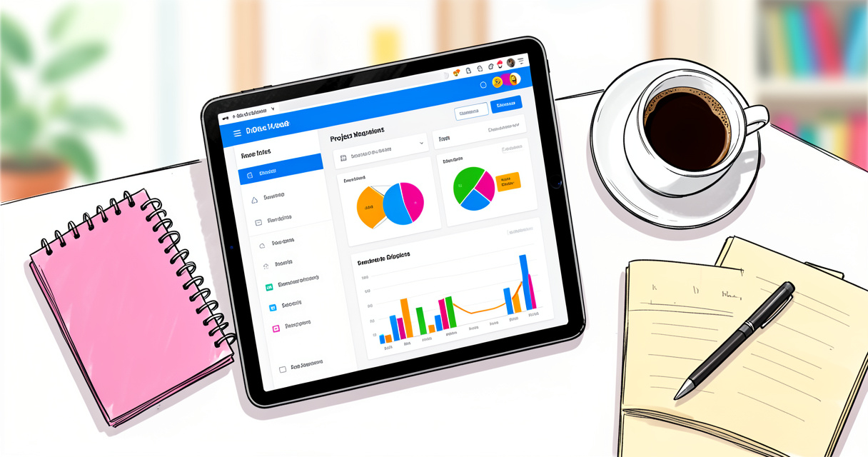 Application de gestion de projet Workatweb avec tableau de bord collaboratif sur tablette