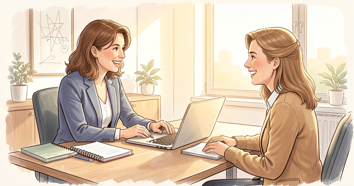 Un formationneur discute avec son client lors d'un accompagnement professionnel personnalisé