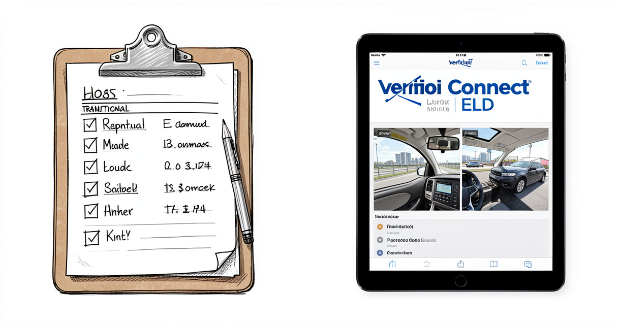 Comparaison entre gestion manuelle de flotte et solution numérique Verizon Connect avec ELD et dashcam