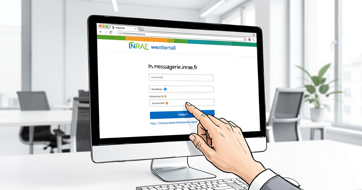 Page de connexion webmail INRAE sur un écran d'ordinateur
