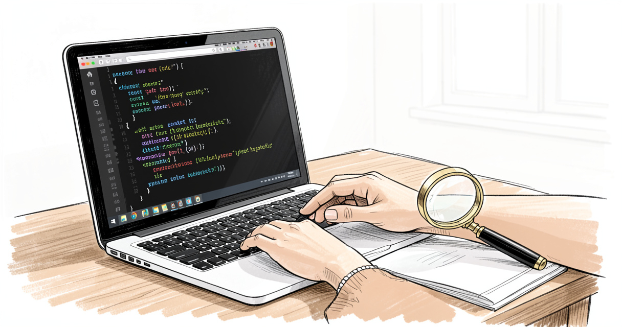 Développeur écrivant une commande SQL UPDATE sur un ordinateur portable, code visible sur l'écran