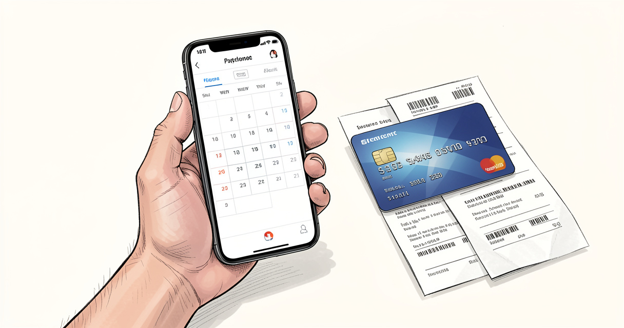 Illustration des frais Klarna avec carte bancaire et reçus, pour un avis honnête