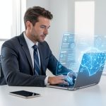 Schéma conceptuel représentant un modèle de langage d'intelligence artificielle exécuté localement sur un ordinateur portable sécurisé hors ligne