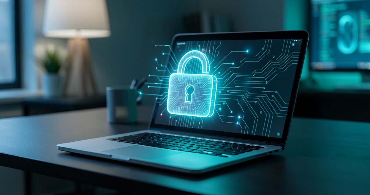 Ordinateur portable et cadenas de sécurité pour vérifier le site Kameo.tv